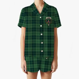 ScotsTee Shop Scottish Erskine Hunting Modern Crest Women's Short Sleeve Short Set Tartan Pyjama Set