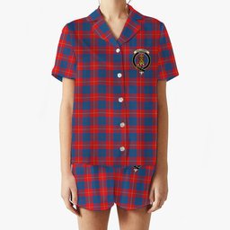 ScotsTee Shop Scottish Galloway Red Crest Women's Short Sleeve Short Set Tartan Pyjama Set