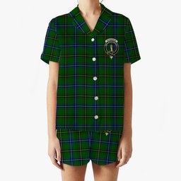 ScotsTee Shop Scottish Henderson Modern Crest Women's Short Sleeve Short Set Tartan Pyjama Set