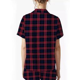 ScotsTee Shop Scottish Graham of Menteith Red Modern Crest Women's Short Sleeve Short Set Tartan Pyjama Set
