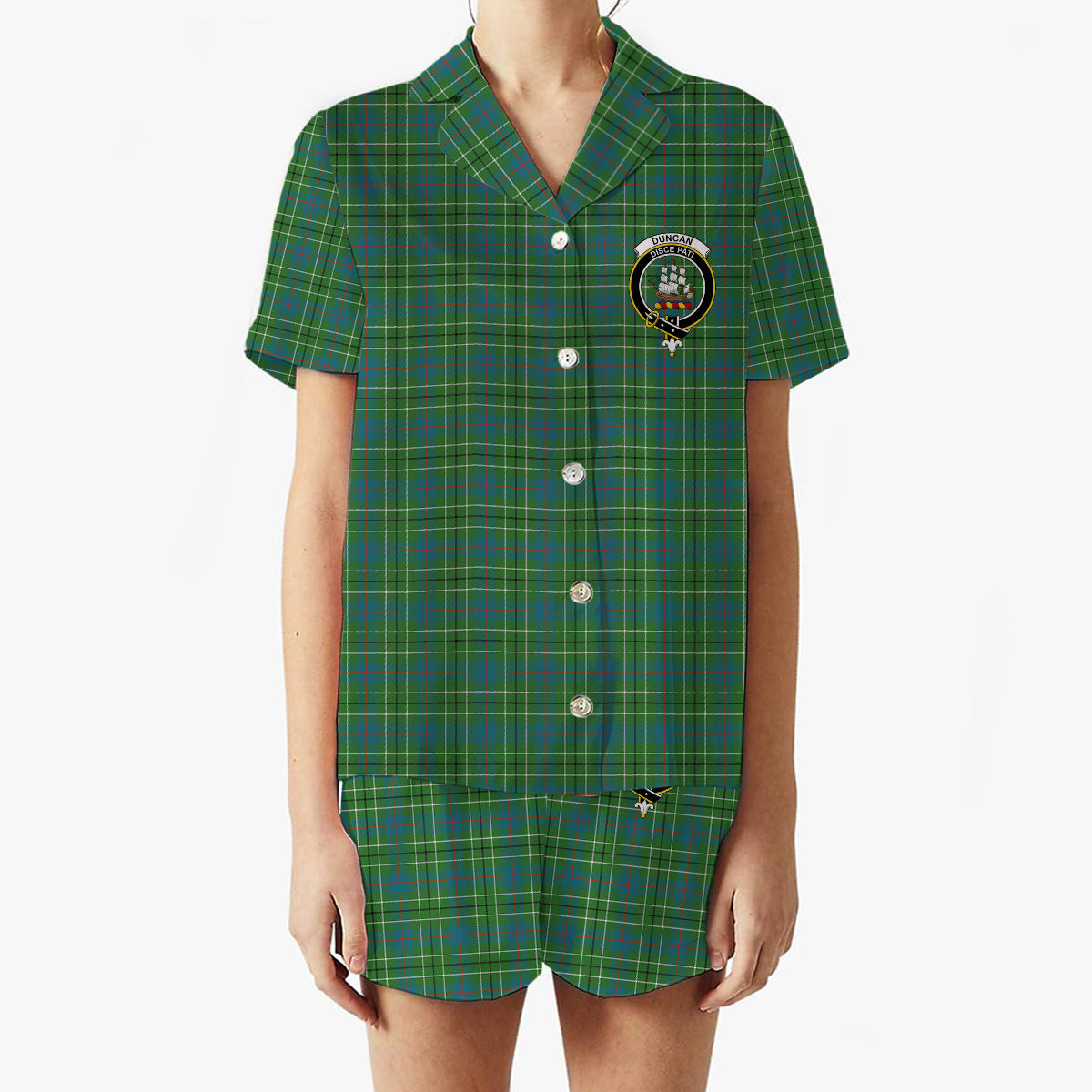 ScotsTee Shop Scottish Duncan Ancient Clan Crest Women's Short Sleeve Short Set Tartan Pyjama Set