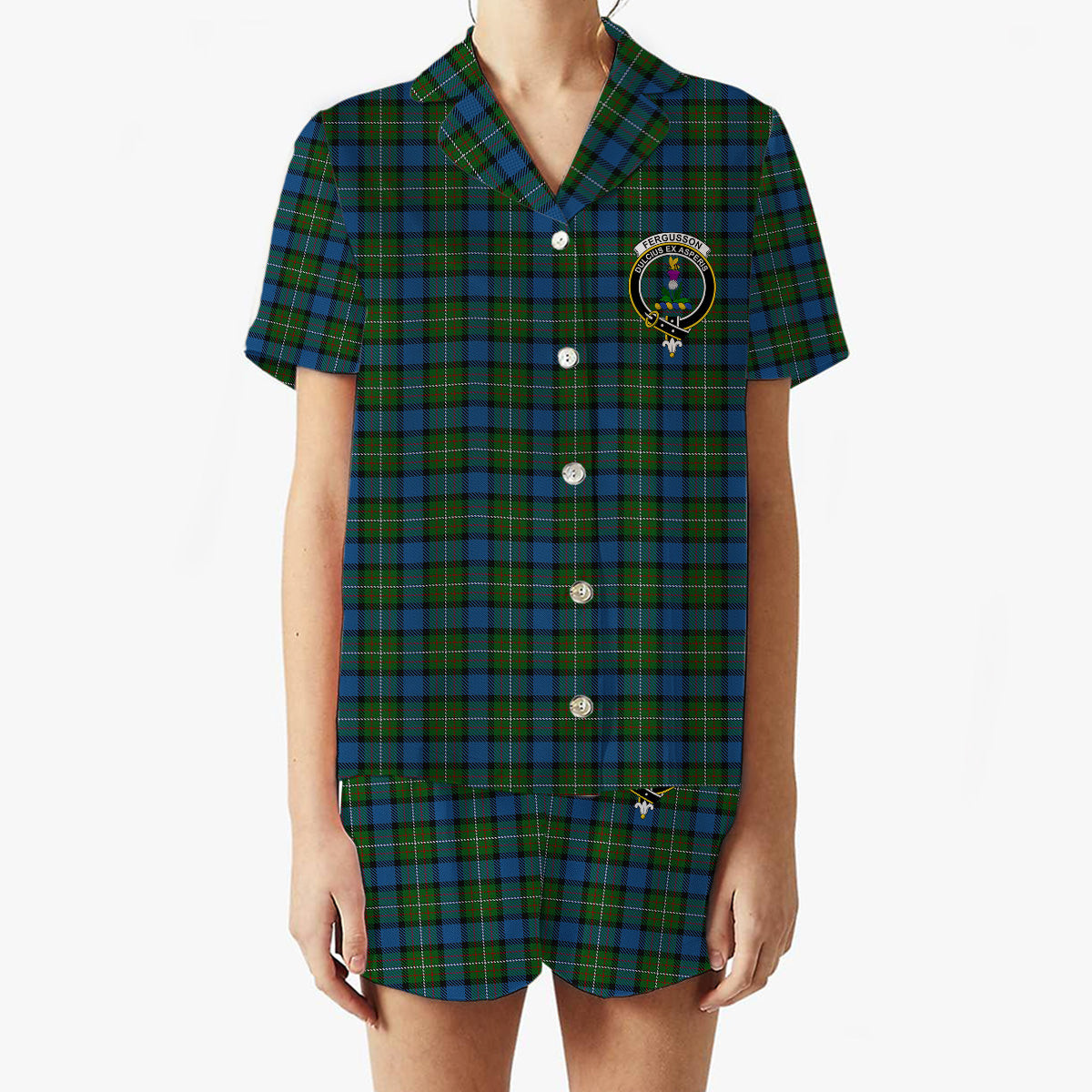 ScotsTee Shop Scottish Ferguson of Atholl Crest Women's Short Sleeve Short Set Tartan Pyjama Set