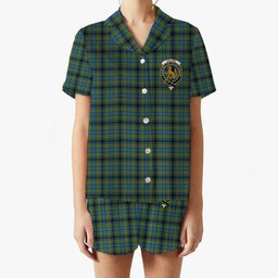 ScotsTee Shop Scottish Gillies Ancient Crest Women's Short Sleeve Short Set Tartan Pyjama Set