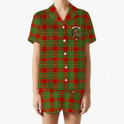 ScotsTee Shop Scottish Gregor Modern Crest Women's Short Sleeve Short Set Tartan Pyjama Set