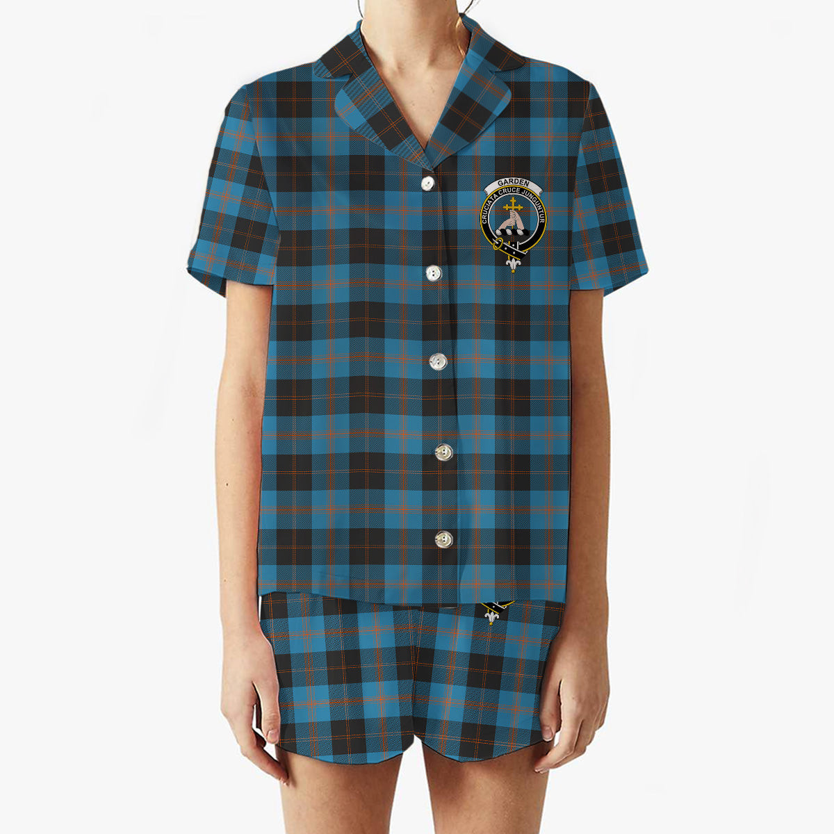 ScotsTee Shop Scottish Garden Crest Women's Short Sleeve Short Set Tartan Pyjama Set