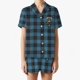 ScotsTee Shop Scottish Garden Crest Women's Short Sleeve Short Set Tartan Pyjama Set