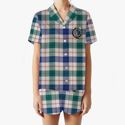 ScotsTee Shop Scottish Guthrie Dress Modern Crest Women's Short Sleeve Short Set Tartan Pyjama Set