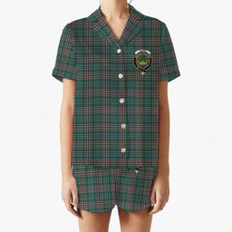 ScotsTee Shop Scottish Gayre Dress Modern Crest Women's Short Sleeve Short Set Tartan Pyjama Set