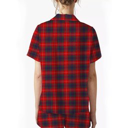 ScotsTee Shop Scottish Fraser Gathering Red Modern Crest Women's Short Sleeve Short Set Tartan Pyjama Set