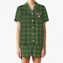 ScotsTee Shop Scottish Dunbar Hunting Ancient Crest Women's Short Sleeve Short Set Tartan Pyjama Set