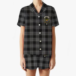 ScotsTee Shop Scottish Douglas Grey Vestiarium Scoticum Crest Women's Short Sleeve Short Set Tartan Pyjama Set