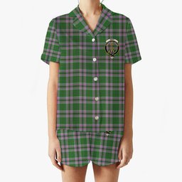 ScotsTee Shop Scottish Gray Hunting Ancient Crest Women's Short Sleeve Short Set Tartan Pyjama Set