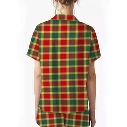 ScotsTee Shop Scottish Gibbs Modern Crest Women's Short Sleeve Short Set Tartan Pyjama Set
