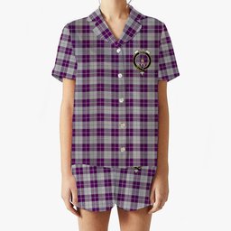 ScotsTee Shop Scottish Dunlop Dress Crest Women's Short Sleeve Short Set Tartan Pyjama Set