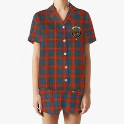ScotsTee Shop Scottish Fraser Gathering Red Ancient Crest Women's Short Sleeve Short Set Tartan Pyjama Set