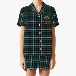 ScotsTee Shop Scottish Farquharson Dress Modern Crest Women's Short Sleeve Short Set Tartan Pyjama Set