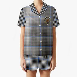 ScotsTee Shop Scottish Gladstone Modern Crest Women's Short Sleeve Short Set Tartan Pyjama Set