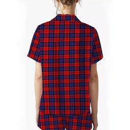 ScotsTee Shop Scottish Graham of Menteith Red Crest Women's Short Sleeve Short Set Tartan Pyjama Set