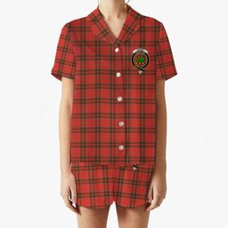ScotsTee Shop Scottish Grant Weathered Crest Women's Short Sleeve Short Set Tartan Pyjama Set
