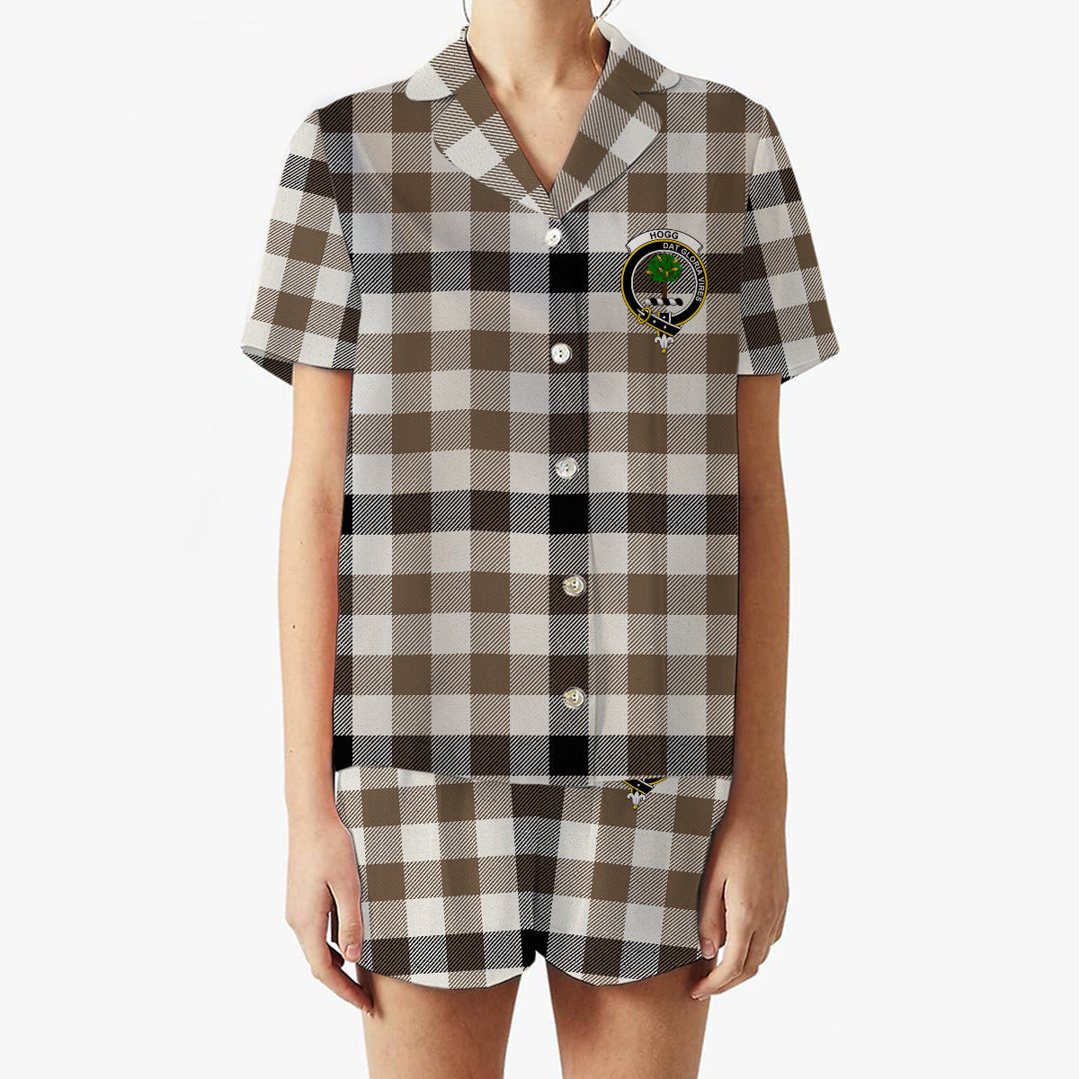 ScotsTee Shop Scottish Hogg Ancient Crest Women's Short Sleeve Short Set Tartan Pyjama Set