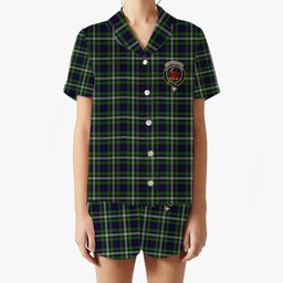 ScotsTee Shop Scottish Farquharson Dress Crest Women's Short Sleeve Short Set Tartan Pyjama Set