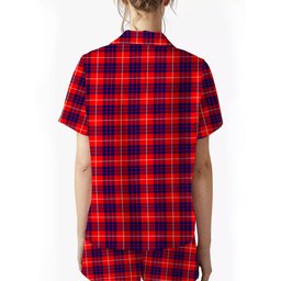 ScotsTee Shop Scottish Hamilton Modern Crest Women's Short Sleeve Short Set Tartan Pyjama Set