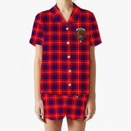 ScotsTee Shop Scottish Hamilton Modern Crest Women's Short Sleeve Short Set Tartan Pyjama Set