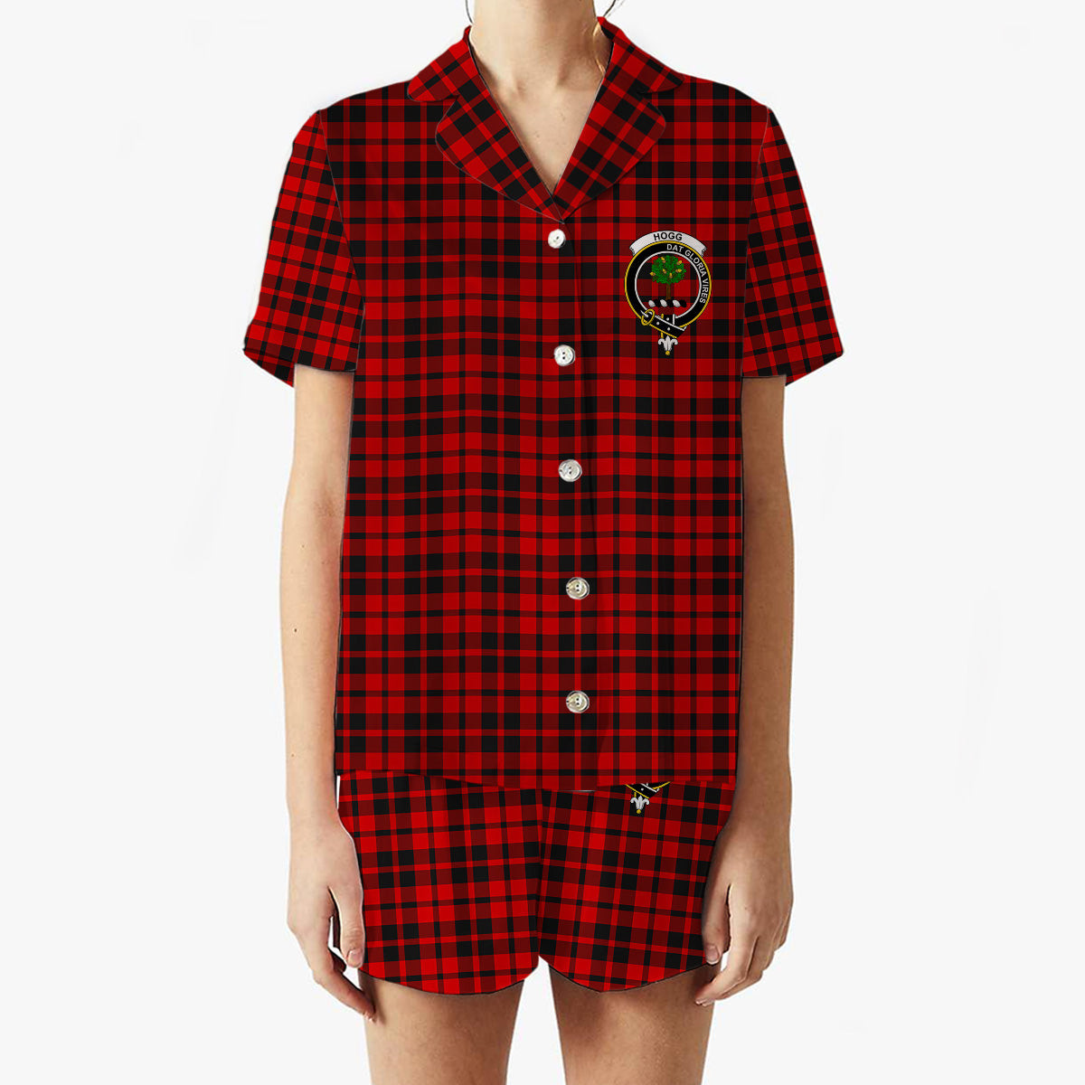 ScotsTee Shop Scottish Hogg Crest Women's Short Sleeve Short Set Tartan Pyjama Set