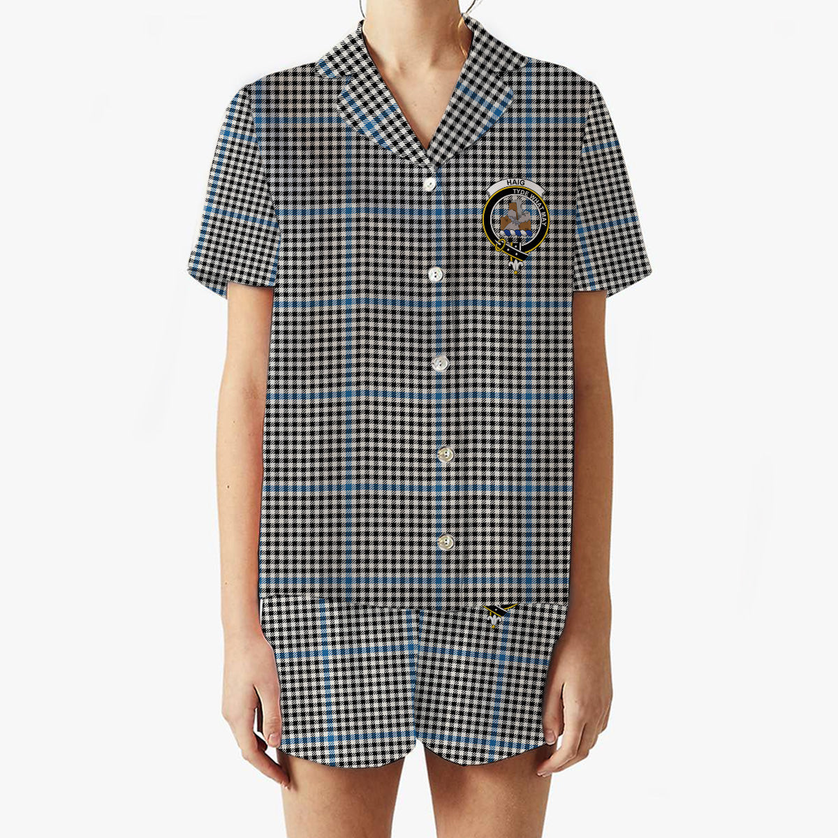 ScotsTee Shop Scottish Haig Ancient Crest Women's Short Sleeve Short Set Tartan Pyjama Set