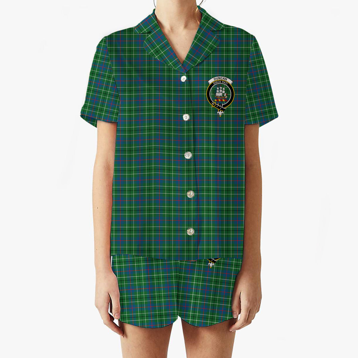 ScotsTee Shop Scottish Duncan Ancient Crest Women's Short Sleeve Short Set Tartan Pyjama Set