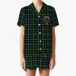 ScotsTee Shop Scottish Farquharson Modern Crest Women's Short Sleeve Short Set Tartan Pyjama Set