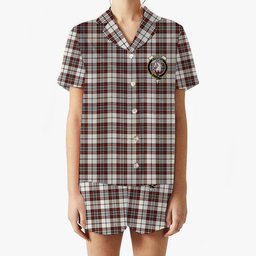 ScotsTee Shop Scottish Dunbar Plaid Ancient Crest Women's Short Sleeve Short Set Tartan Pyjama Set