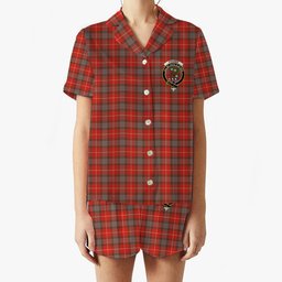 ScotsTee Shop Scottish Fraser Weathered Crest Women's Short Sleeve Short Set Tartan Pyjama Set