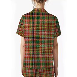 ScotsTee Shop Scottish Drummond of Strathallan Ancient Crest Women's Short Sleeve Short Set Tartan Pyjama Set