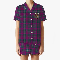 ScotsTee Shop Scottish Gregor Hunting Modern Crest Women's Short Sleeve Short Set Tartan Pyjama Set