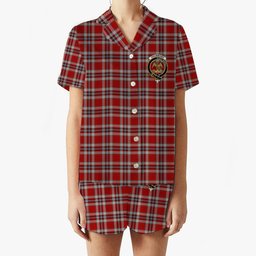 ScotsTee Shop Scottish Drummond of Perth Dress Crest Women's Short Sleeve Short Set Tartan Pyjama Set