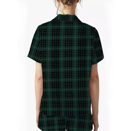 ScotsTee Shop Scottish MacAuley Hunting Modern Crest Women's Short Sleeve Short Set Tartan Pyjama Set