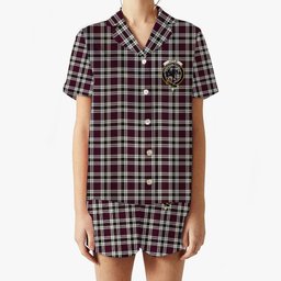 ScotsTee Shop Scottish Little Dress Modern Crest Women's Short Sleeve Short Set Tartan Pyjama Set