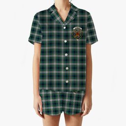 ScotsTee Shop Scottish Johnston Dress Modern Crest Women's Short Sleeve Short Set Tartan Pyjama Set