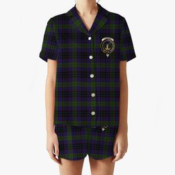 ScotsTee Shop Scottish Lumsden Hunting Crest Women's Short Sleeve Short Set Tartan Pyjama Set