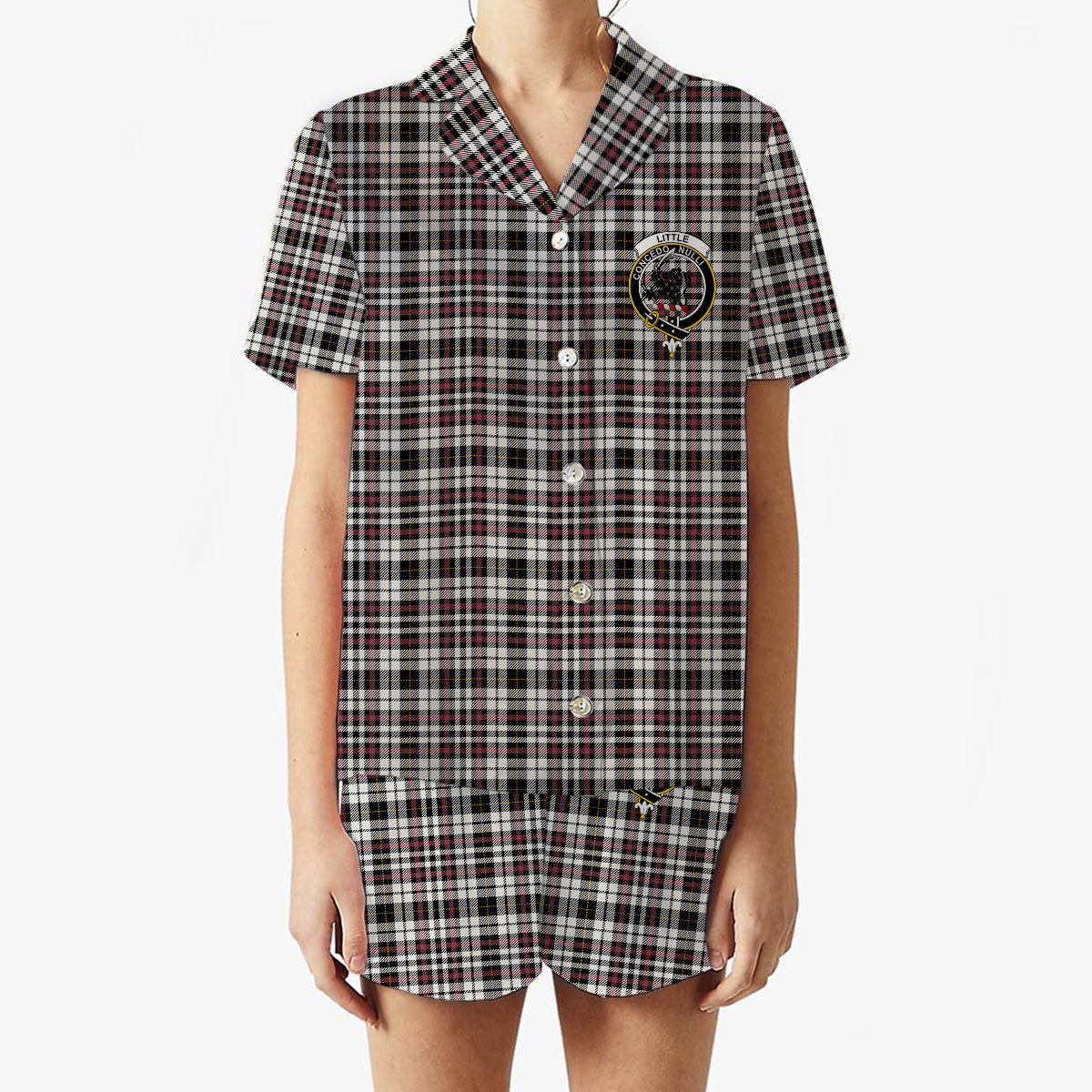 ScotsTee Shop Scottish Little Arisaid Ancient Crest Women's Short Sleeve Short Set Tartan Pyjama Set