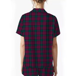 ScotsTee Shop Scottish Lindsay #2 Modern Clan Crest Women's Short Sleeve Short Set Tartan Pyjama Set