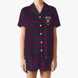 ScotsTee Shop Scottish Lindsay #2 Modern Clan Crest Women's Short Sleeve Short Set Tartan Pyjama Set