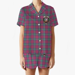 ScotsTee Shop Scottish Lindsay Ancient Crest Women's Short Sleeve Short Set Tartan Pyjama Set