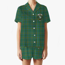 ScotsTee Shop Scottish Hunter of Hunterston Ancient Crest Women's Short Sleeve Short Set Tartan Pyjama Set