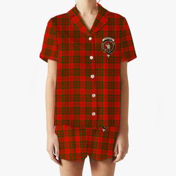 ScotsTee Shop Scottish Livingstone Modern Crest Women's Short Sleeve Short Set Tartan Pyjama Set