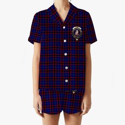 ScotsTee Shop Scottish Hume Modern Crest Women's Short Sleeve Short Set Tartan Pyjama Set