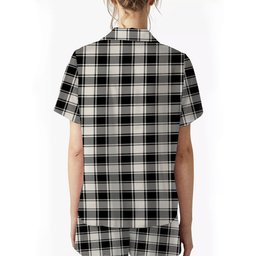 ScotsTee Shop Scottish MacFie Black & White Modern Crest Women's Short Sleeve Short Set Tartan Pyjama Set
