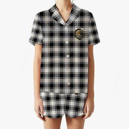 ScotsTee Shop Scottish MacFie Black & White Modern Crest Women's Short Sleeve Short Set Tartan Pyjama Set