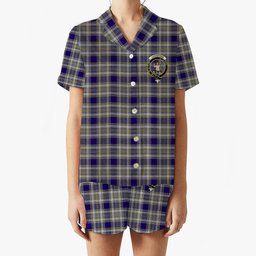 ScotsTee Shop Scottish Livingstone Dress Crest Women's Short Sleeve Short Set Tartan Pyjama Set